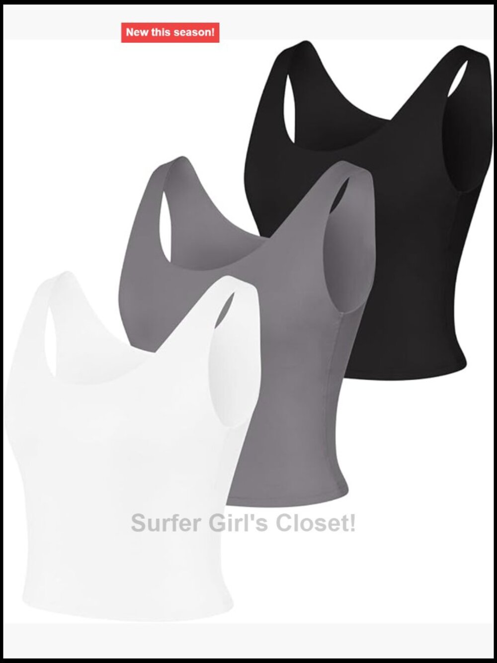 3-Pack Women's Crop Tank Tops, Quick-Dry Moisture-Wicking with Built-In Shelf